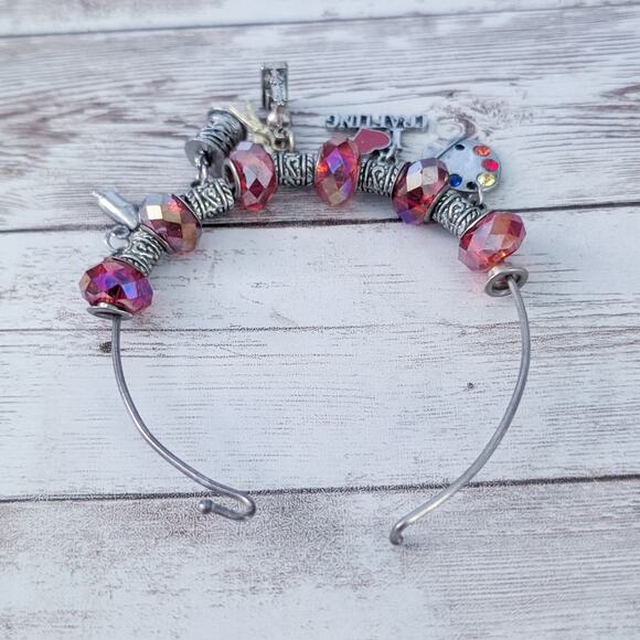 Crafting Charm Bracelet Red & Silver Tone - Fair Condition - Picture 11 of 16